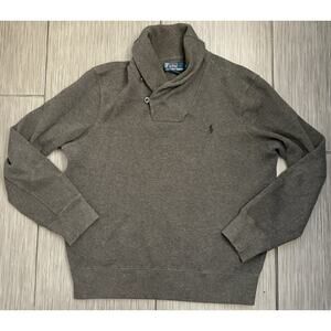 Polo Ralph Lauren Men’s Shawl Collar Pullover Sweater Gray Size Large Cotton